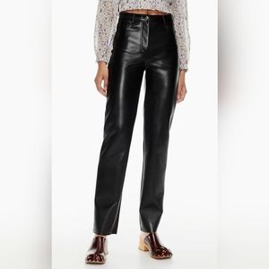 Aritzia Wilfred Melina Vegan Leather Pants Size 4 Tall, Black